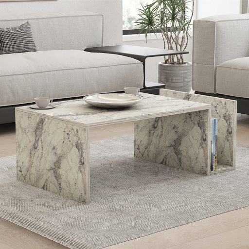 Tavolino da caffè con motivo marmo 86.8x32.4x50cm