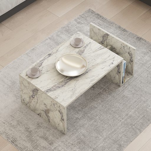 Tavolino da caffè con motivo marmo 86.8x32.4x50cm
