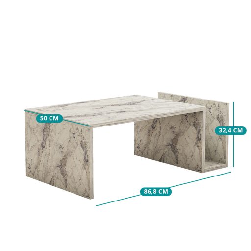 Tavolino da caffè con motivo marmo 86.8x32.4x50cm