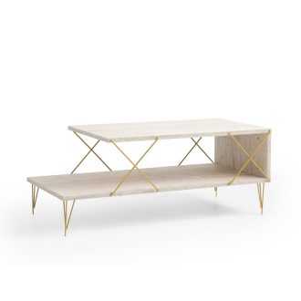 Tavolino da Caffè con Gambe in Metallo 100x40x50cm, Oro