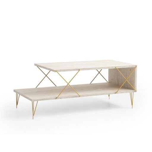 Tavolino da Caffè con Gambe in Metallo 100x40x50cm, Oro