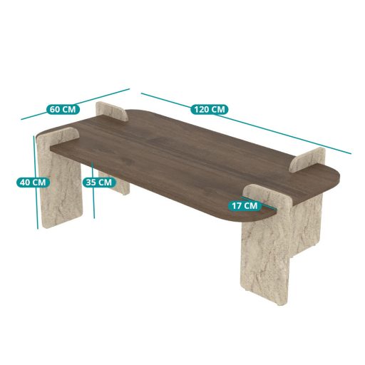 Tavolino da caffè 130x35x60cm, Noce