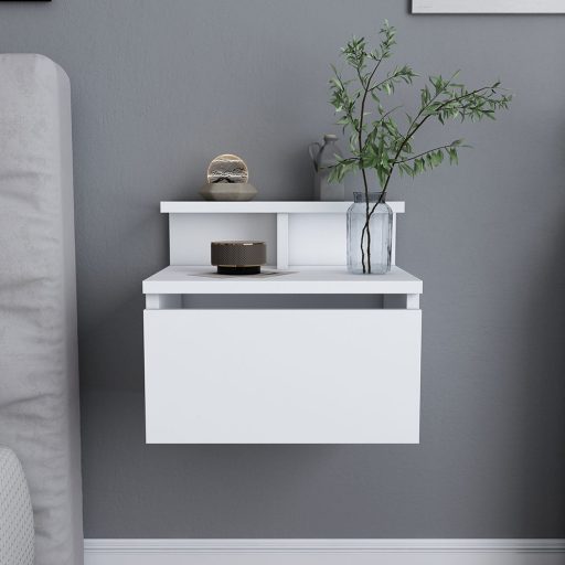 Comodino da Parete 39.8x31.9x35cm, Bianco