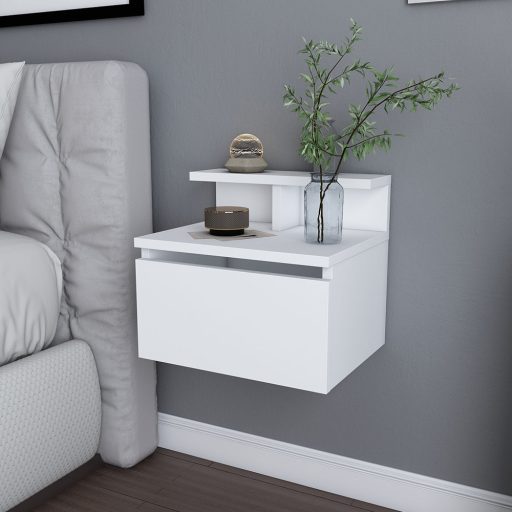 Comodino da Parete 39.8x31.9x35cm, Bianco