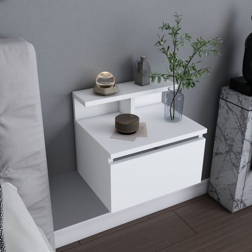 Comodino da Parete 39.8x31.9x35cm, Bianco