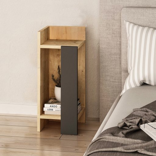 Comodino Sinistro 60x25x27cm Antracite-Oak