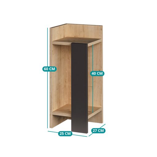 Comodino Sinistro 60x25x27cm Antracite-Oak