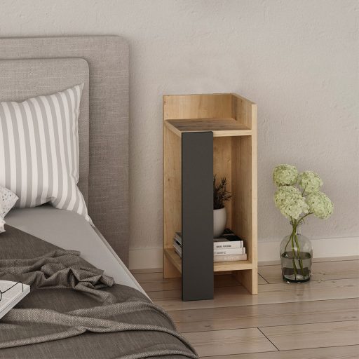 Comodino Destro 60x25x27cm Antracite-Oak