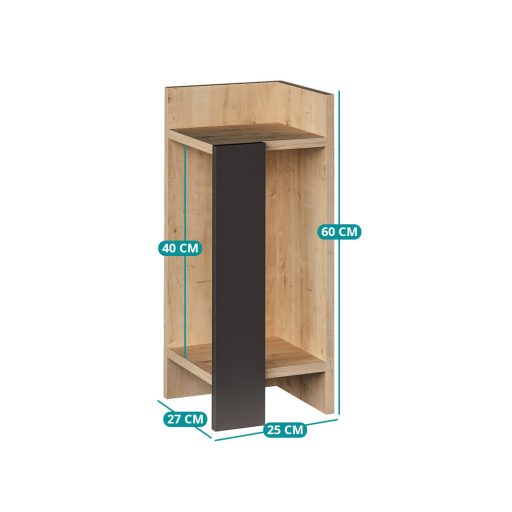 Comodino Destro 60x25x27cm Antracite-Oak