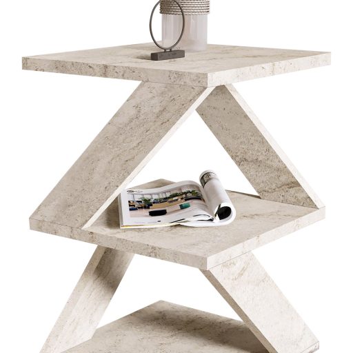 Tavolino Decorativo, 54.2x29.6x29.6cm, Effetto Marmo