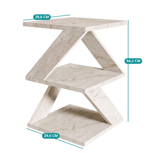 Tavolino Decorativo, 54.2x29.6x29.6cm, Effetto Marmo