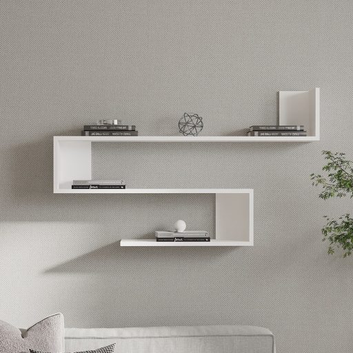 Mensola da Parete 120x71x20cm, Bianca