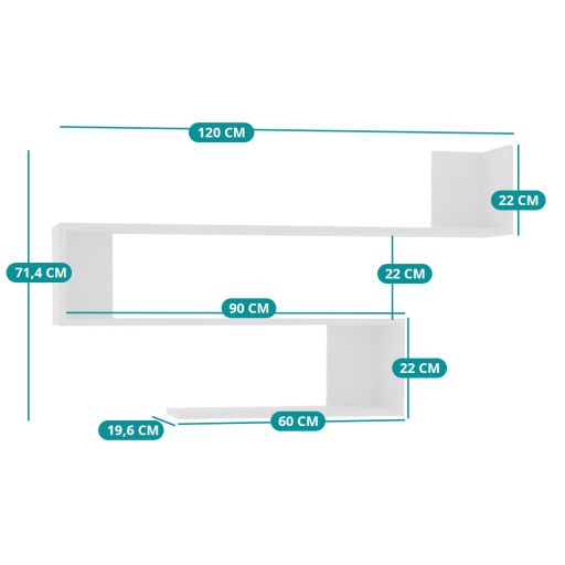 Mensola da Parete 120x71x20cm, Bianca
