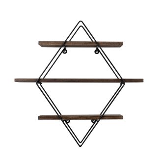Mensola in Metallo a Diamante 60x40x15cm, Nero-Noci
