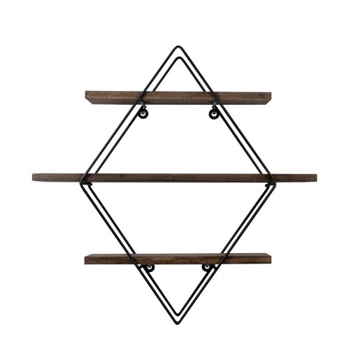 Mensola in Metallo a Diamante 60x40x15cm, Nero-Noci