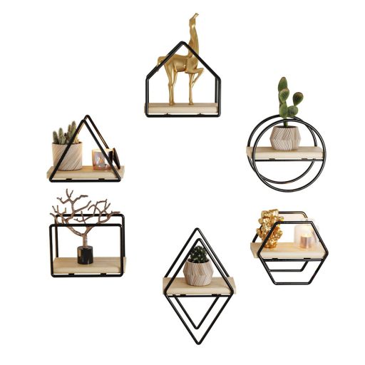 Set di mensole da parete 6 pezzi, nero