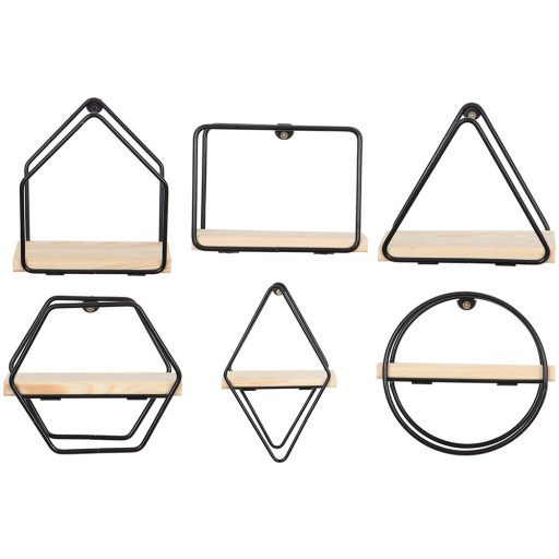 Set di mensole da parete 6 pezzi, nero