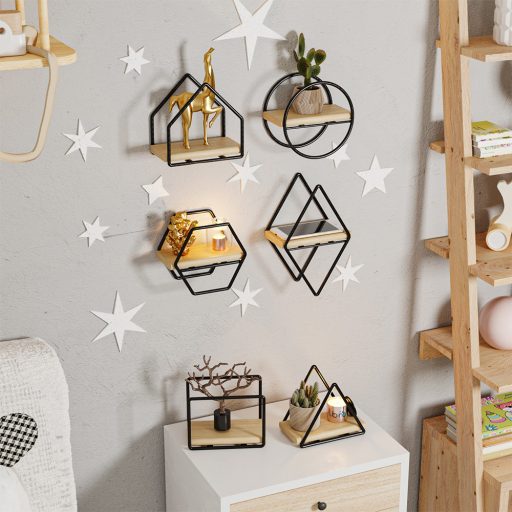 Set di mensole da parete 6 pezzi, nero