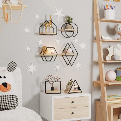 Set di mensole da parete 6 pezzi, nero