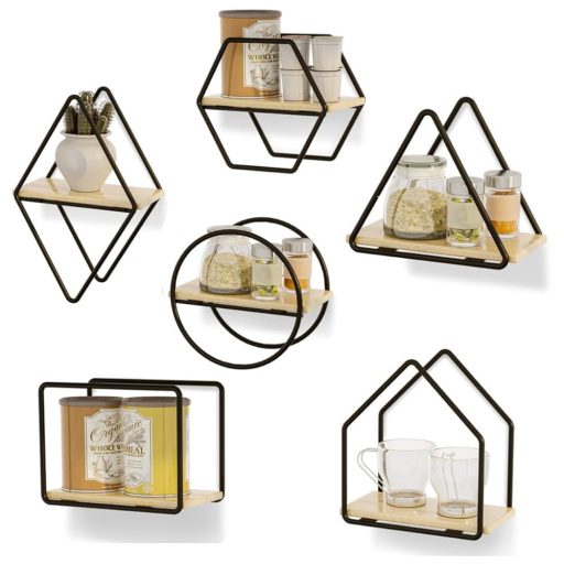 Set di mensole da parete 6 pezzi, nero