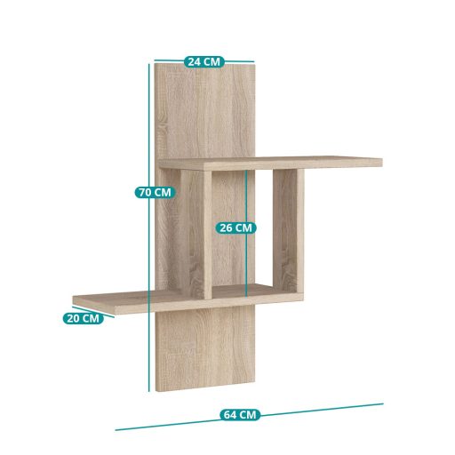 Mensola da Parete 70x64x20cm, Rovere Sonoma