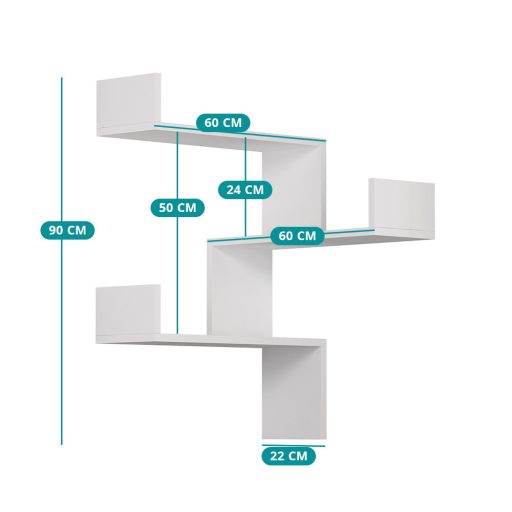 Mensola Angolare 60x90x60cm, Bianca
