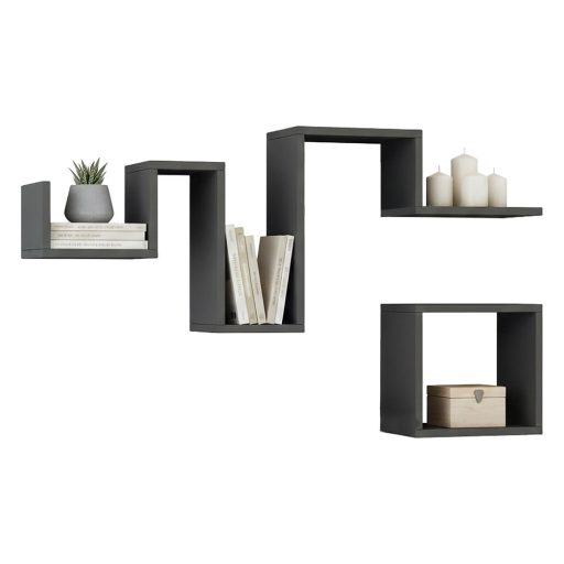 Set di mensole da parete a 2 pezzi, antracite