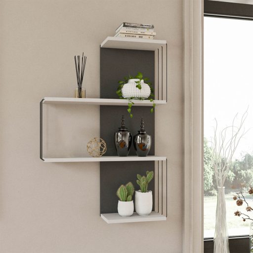 Mensola da Parete 96x64x19cm, Bianco-Antracite