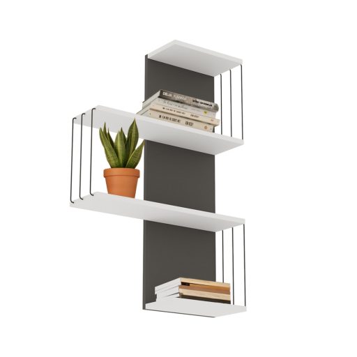 Mensola da Parete 96x64x19cm, Bianco-Antracite