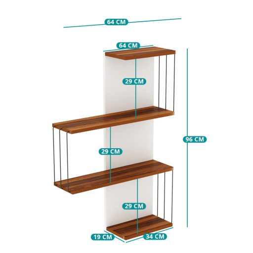 Mensola da Parete 96x64x19cm, Pino-Bianco