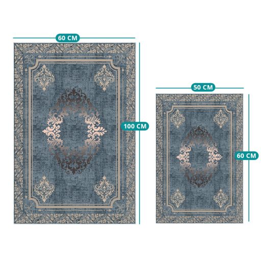 Set di tappeti da bagno 2 pezzi, blu