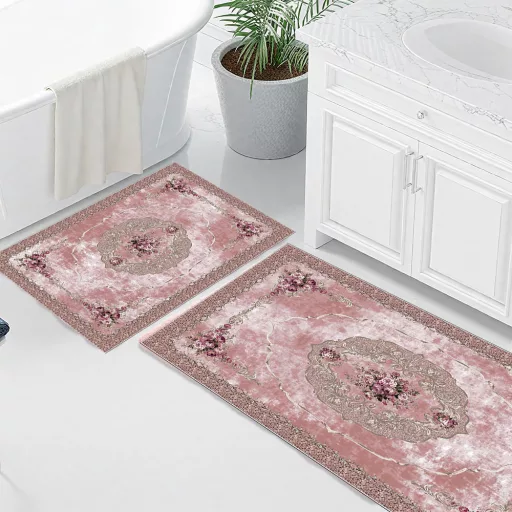 Set di tappeti da bagno 2 pezzi, polvere