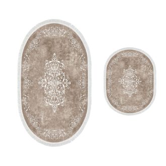 Set di tappeti da bagno 2 pezzi, beige
