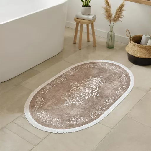 Set di tappeti da bagno 2 pezzi, beige