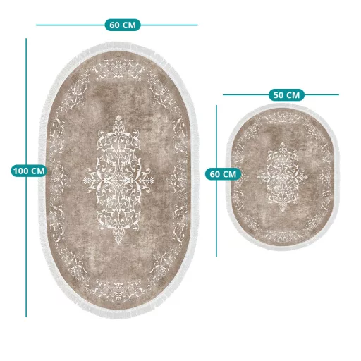 Set di tappeti da bagno 2 pezzi, beige