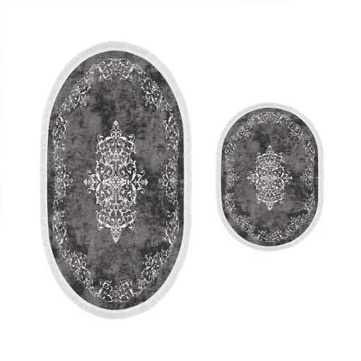 Set di tappeti da bagno grigi a 2 pezzi