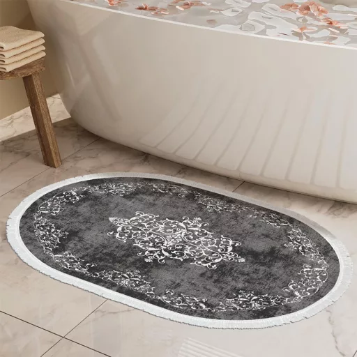 Set di tappeti da bagno grigi a 2 pezzi