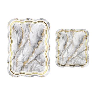 Set di tappeti da bagno con motivo marmo, grigio