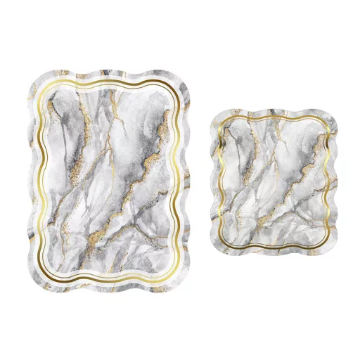 Set di tappeti da bagno con motivo marmo, grigio