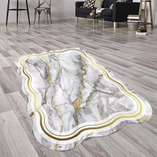 Set di tappeti da bagno con motivo marmo, grigio