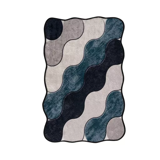 Set di tappeti da bagno con motivo ciottoli, blu
