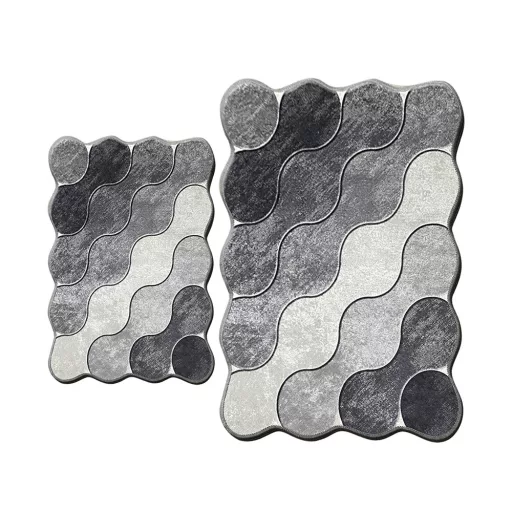 Set di Tappeti da Bagno con Motivo a Ciottoli, Grigio