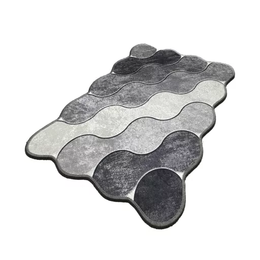 Set di Tappeti da Bagno con Motivo a Ciottoli, Grigio