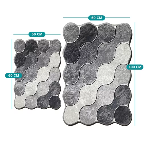Set di Tappeti da Bagno con Motivo a Ciottoli, Grigio