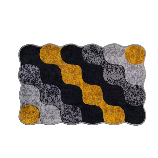 Set di Tappeti da Bagno con Motivo Ciottoloso, Grigio-Giallo