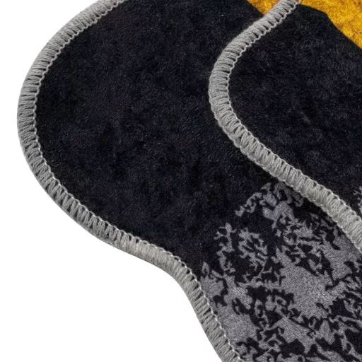 Set di Tappeti da Bagno con Motivo Ciottoloso, Grigio-Giallo