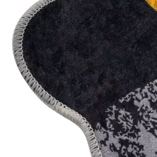 Set di Tappeti da Bagno con Motivo Ciottoloso, Grigio-Giallo