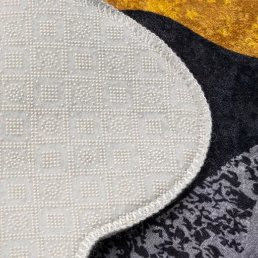 Set di Tappeti da Bagno con Motivo Ciottoloso, Grigio-Giallo