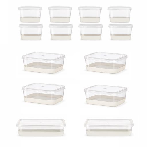Set di contenitori per alimenti da 14 pezzi, grigio