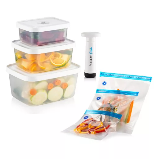 Set di contenitori per alimenti sottovuoto da 6 pezzi con sacchetti e pompa